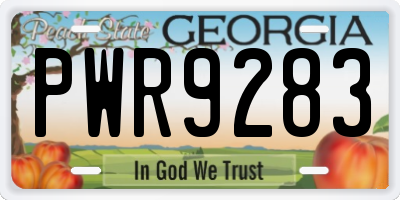 GA license plate PWR9283