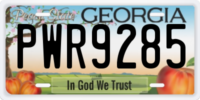 GA license plate PWR9285