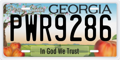 GA license plate PWR9286