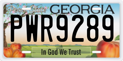 GA license plate PWR9289
