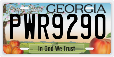 GA license plate PWR9290