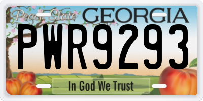 GA license plate PWR9293