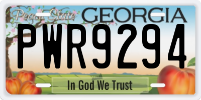 GA license plate PWR9294