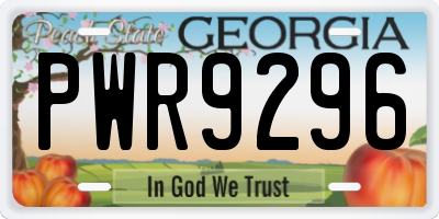 GA license plate PWR9296