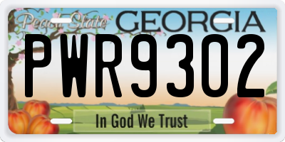 GA license plate PWR9302