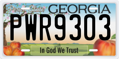 GA license plate PWR9303