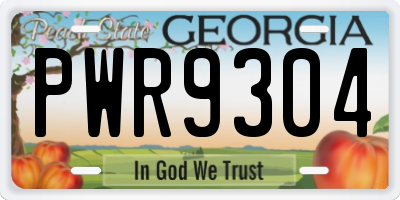 GA license plate PWR9304
