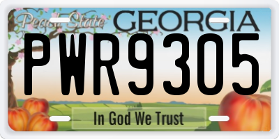 GA license plate PWR9305