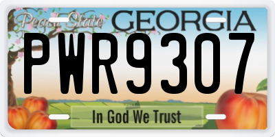 GA license plate PWR9307