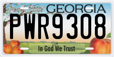GA license plate PWR9308