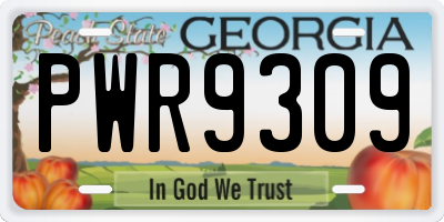 GA license plate PWR9309