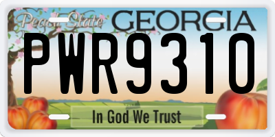 GA license plate PWR9310