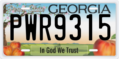 GA license plate PWR9315