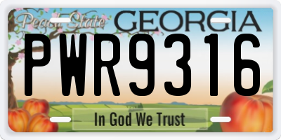 GA license plate PWR9316