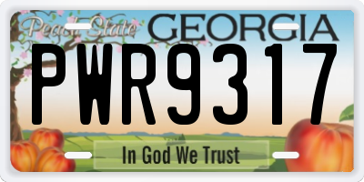 GA license plate PWR9317