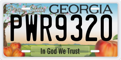 GA license plate PWR9320