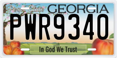 GA license plate PWR9340