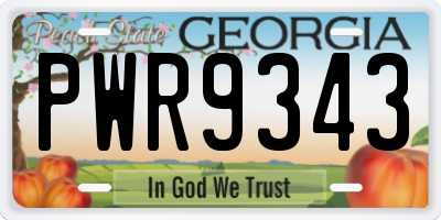 GA license plate PWR9343