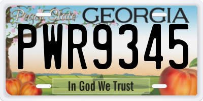 GA license plate PWR9345