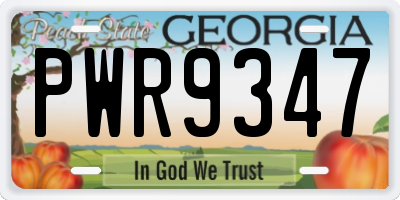 GA license plate PWR9347