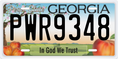 GA license plate PWR9348