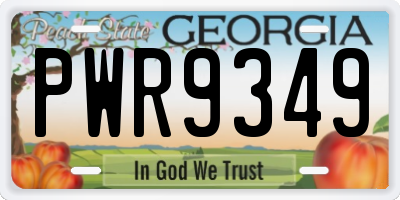 GA license plate PWR9349