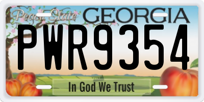 GA license plate PWR9354
