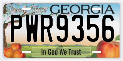 GA license plate PWR9356