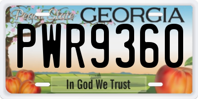 GA license plate PWR9360