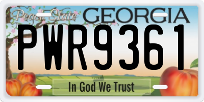 GA license plate PWR9361
