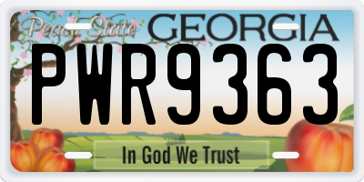 GA license plate PWR9363