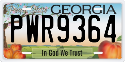 GA license plate PWR9364
