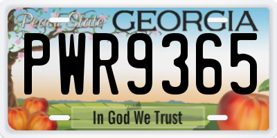 GA license plate PWR9365