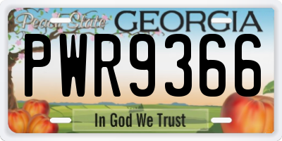 GA license plate PWR9366