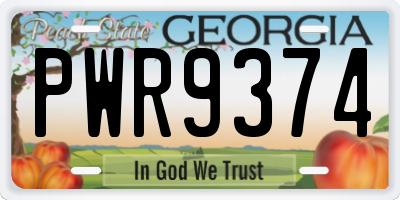 GA license plate PWR9374