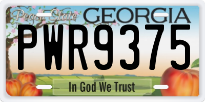 GA license plate PWR9375