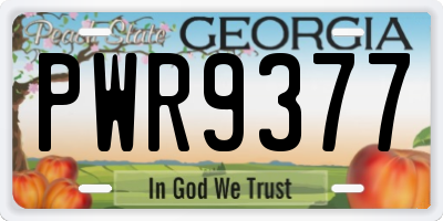 GA license plate PWR9377