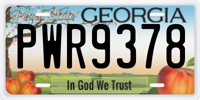 GA license plate PWR9378