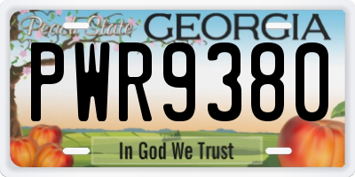 GA license plate PWR9380