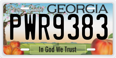 GA license plate PWR9383