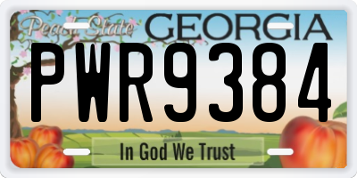 GA license plate PWR9384