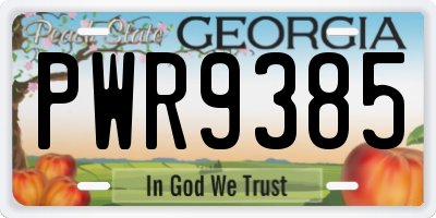 GA license plate PWR9385