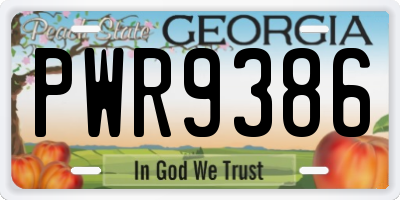 GA license plate PWR9386