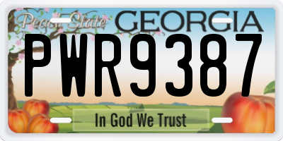 GA license plate PWR9387