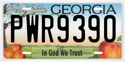 GA license plate PWR9390