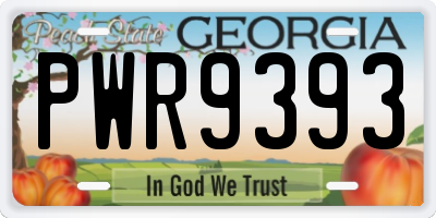 GA license plate PWR9393