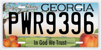 GA license plate PWR9396
