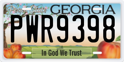 GA license plate PWR9398