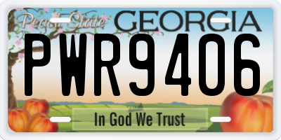 GA license plate PWR9406