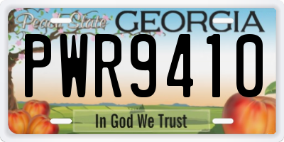 GA license plate PWR9410